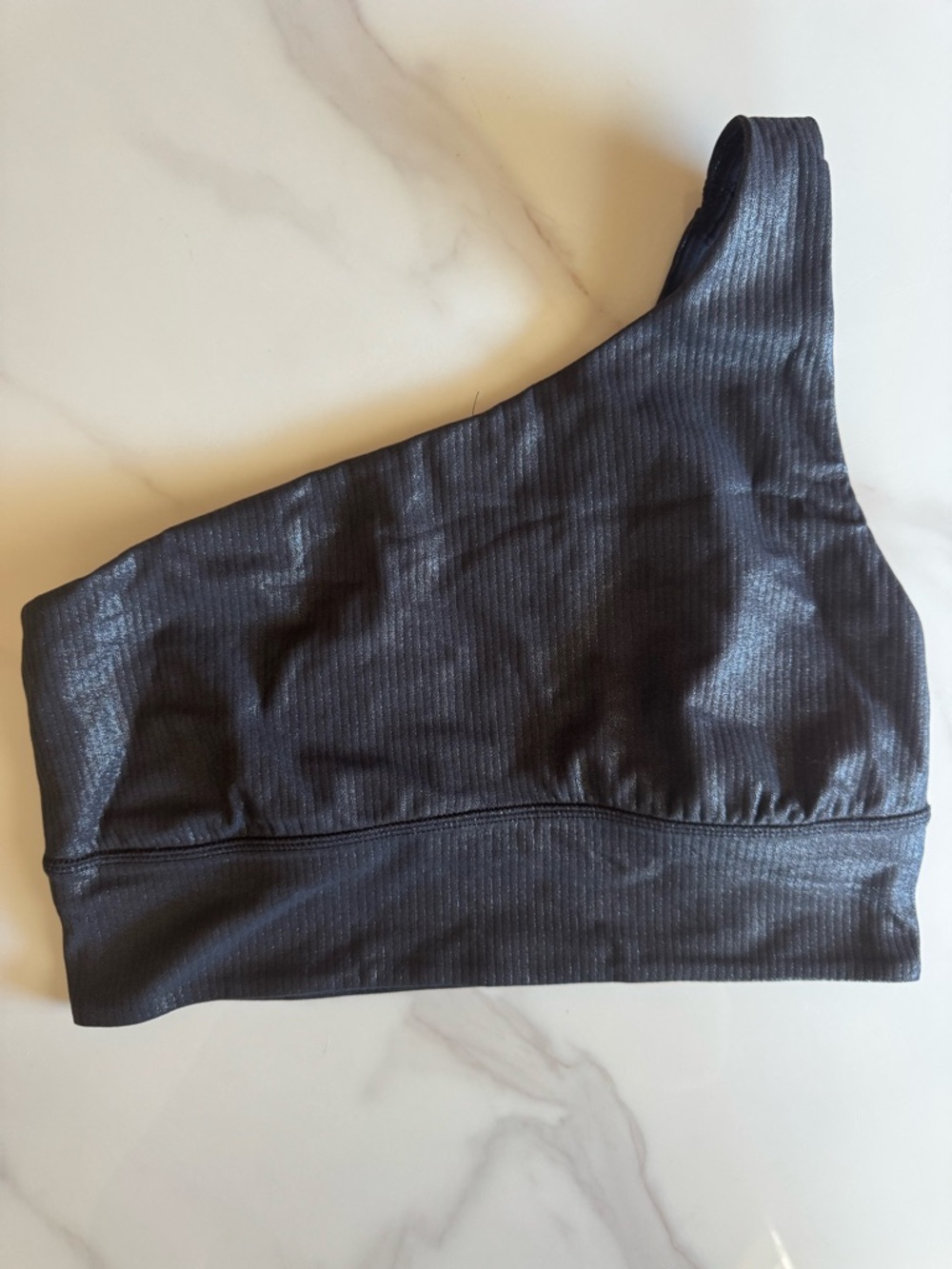 Lululemon One Shoulder Sports Bra Size 8 Ribbed Asymmetrical Athletic Top